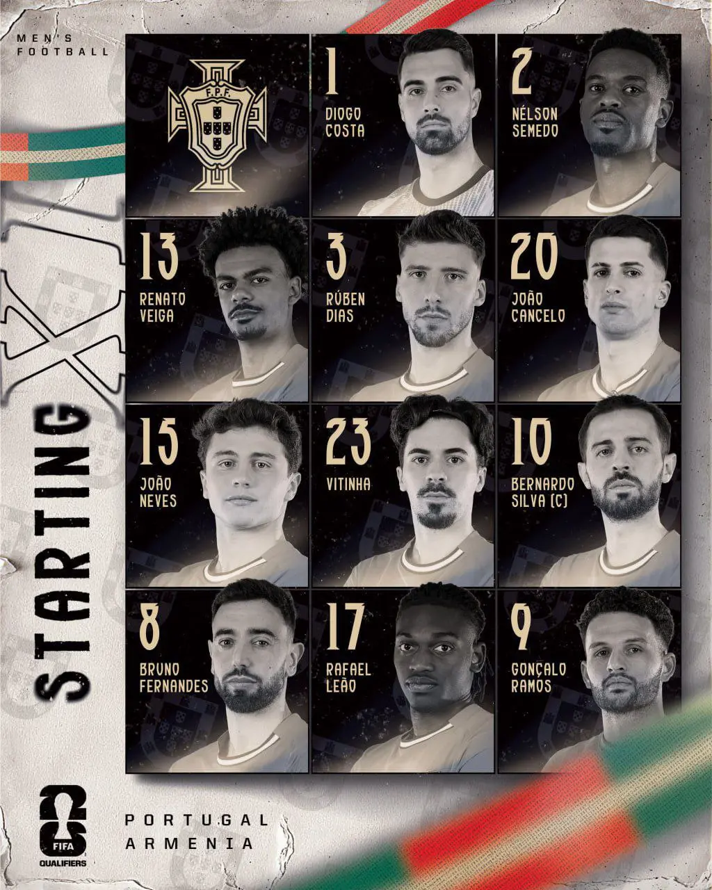 اعلام ترکیب پرتغال مقابل ارمنستان