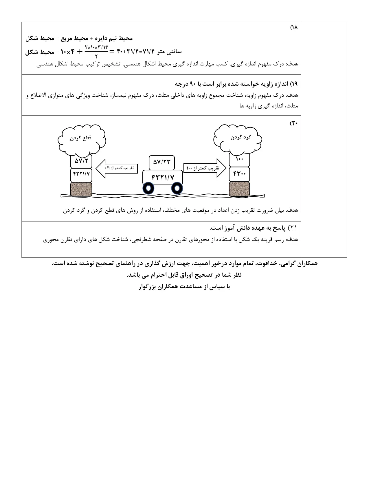 سوالات امتحان نهایی ریاضی پایه ششم کشوری خرداد ۱۴۰۳ نوبت عصر + پاسخنامه 
