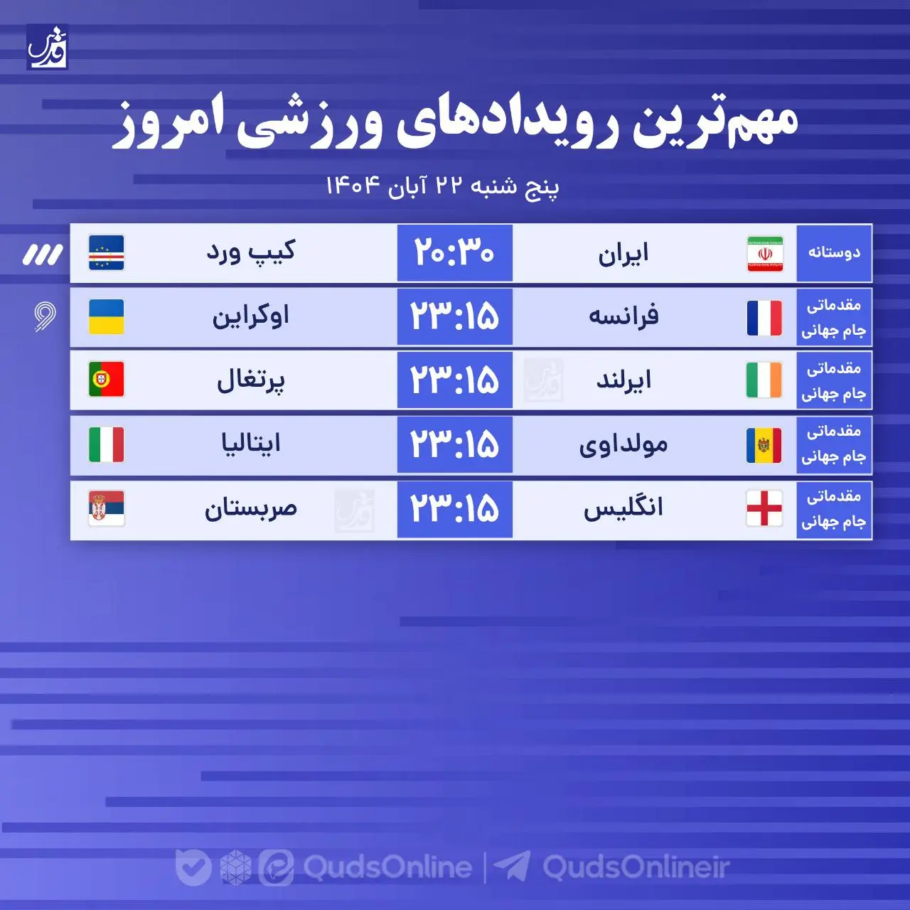 مهم‌ترین رویدادهای ورزشی امروز + اینفوگرافیک