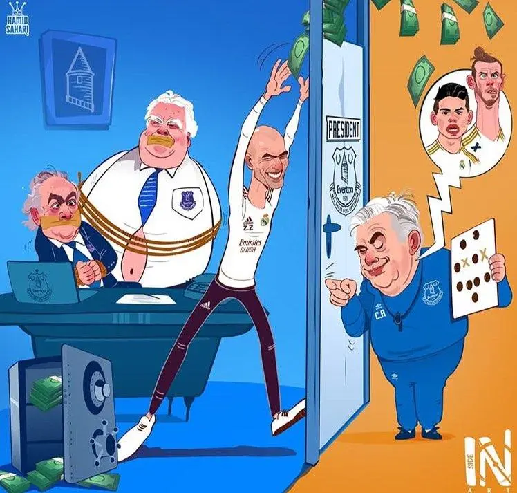 کاریکاتور: کارلو آنجلوتی به دنبال بیل و خامس
