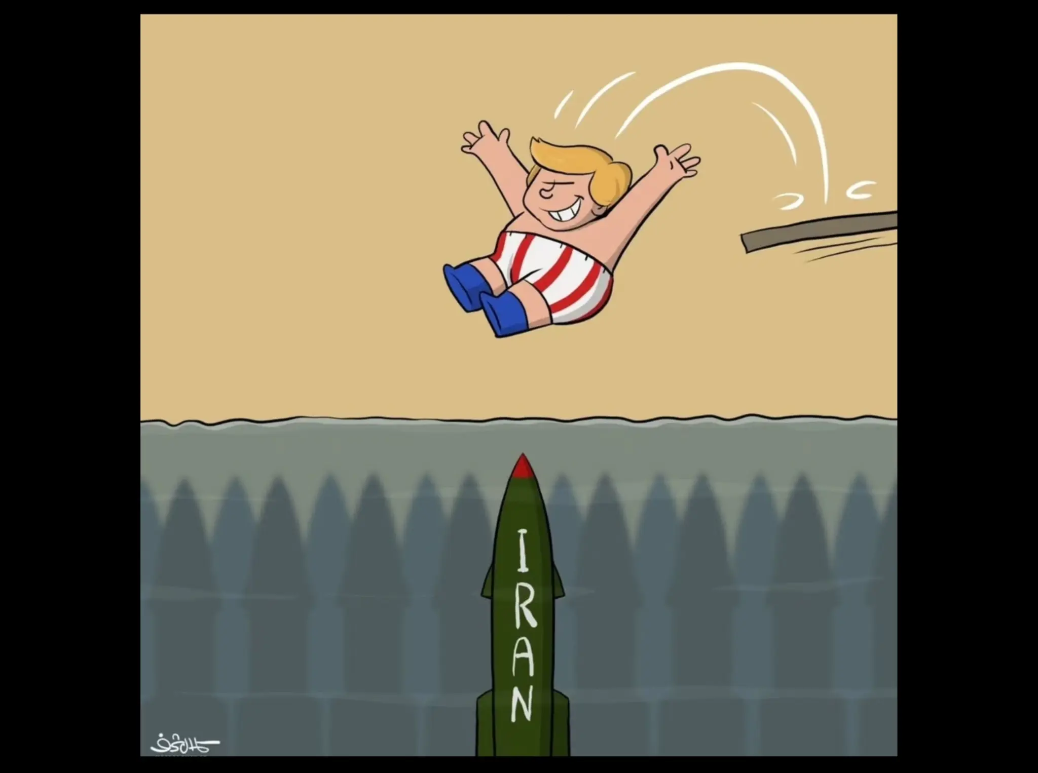 آثار انس حمدان  برای ایران و این روزهایش+کاریکاتورهایش