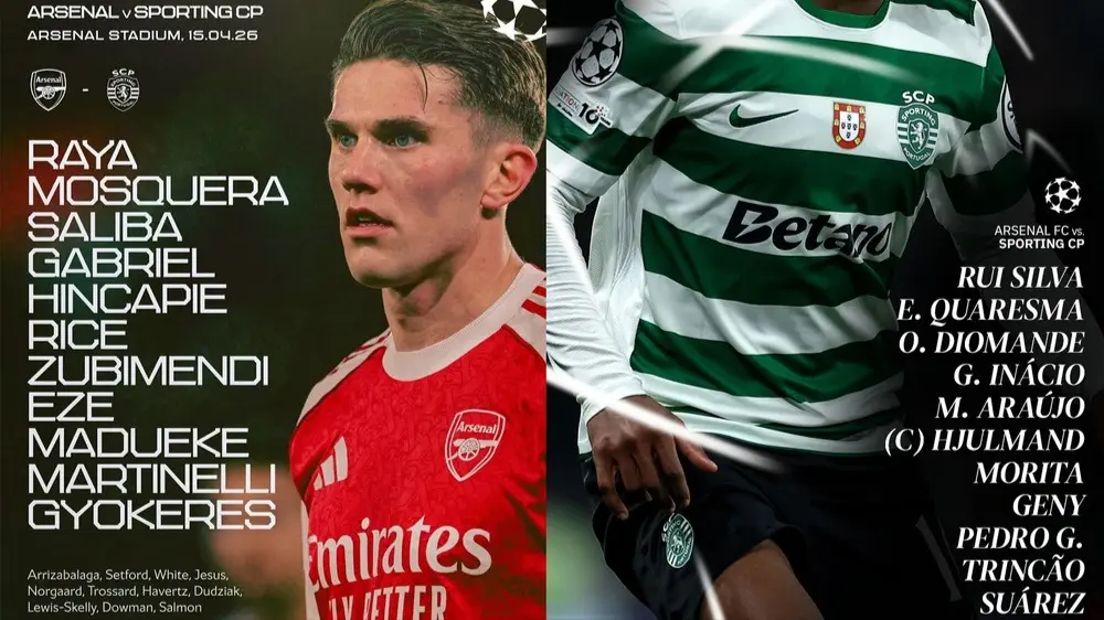 ترکیب دو تیم آرسنال و اسپورتینگ اعلام شد