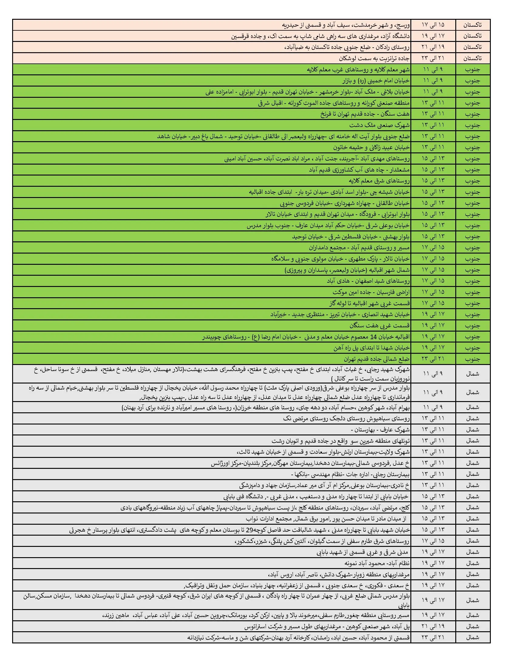جدول خاموشی‌های برق قزوین در 18 مرداد منتشر شد