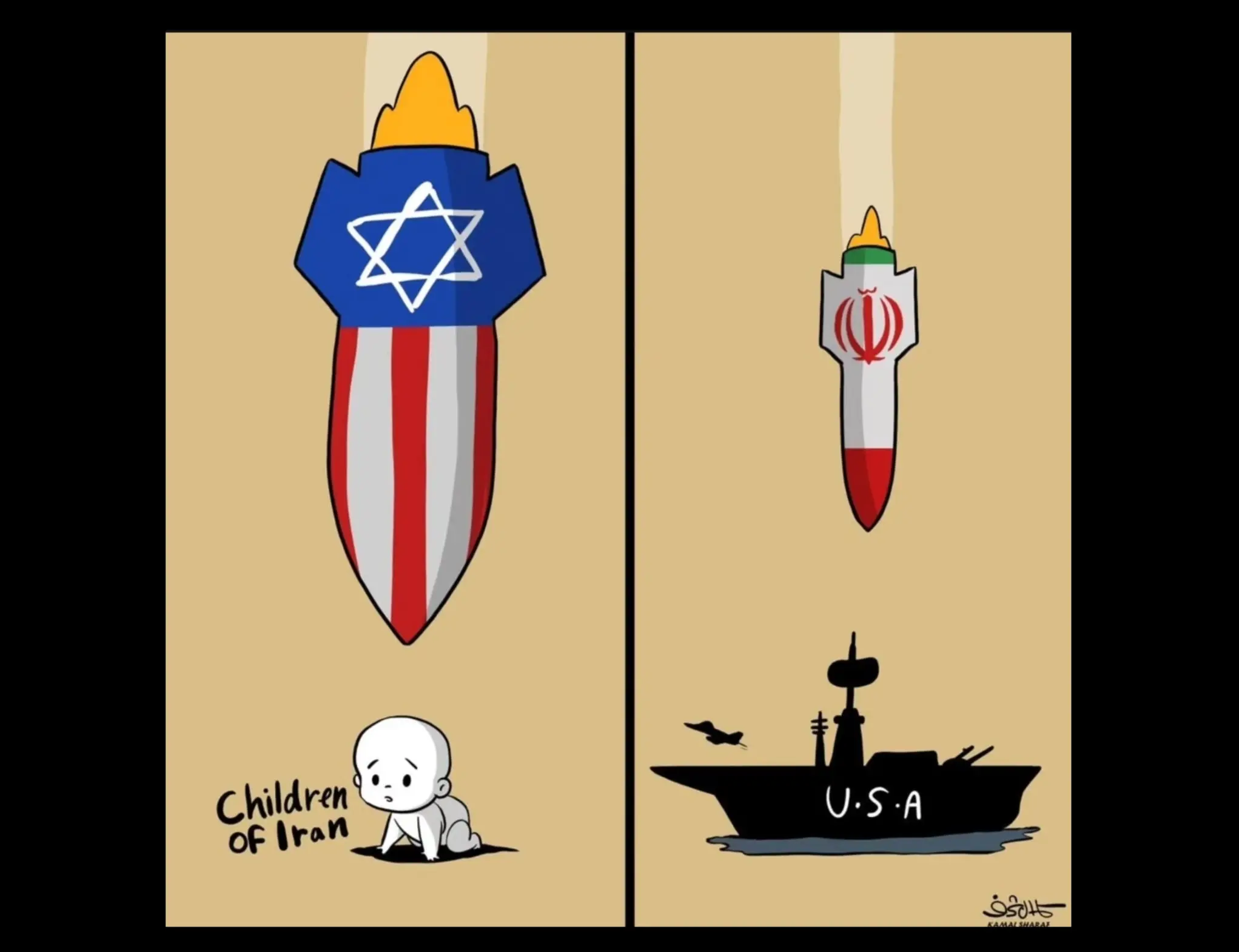 آثار انس حمدان  برای ایران و این روزهایش+کاریکاتورهایش