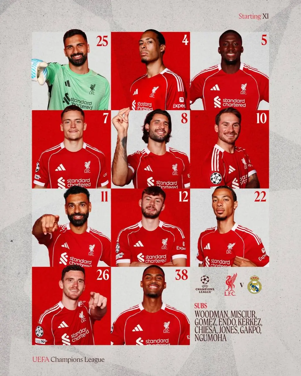 رونمایی از ترکیب لیورپول و رئال مادرید