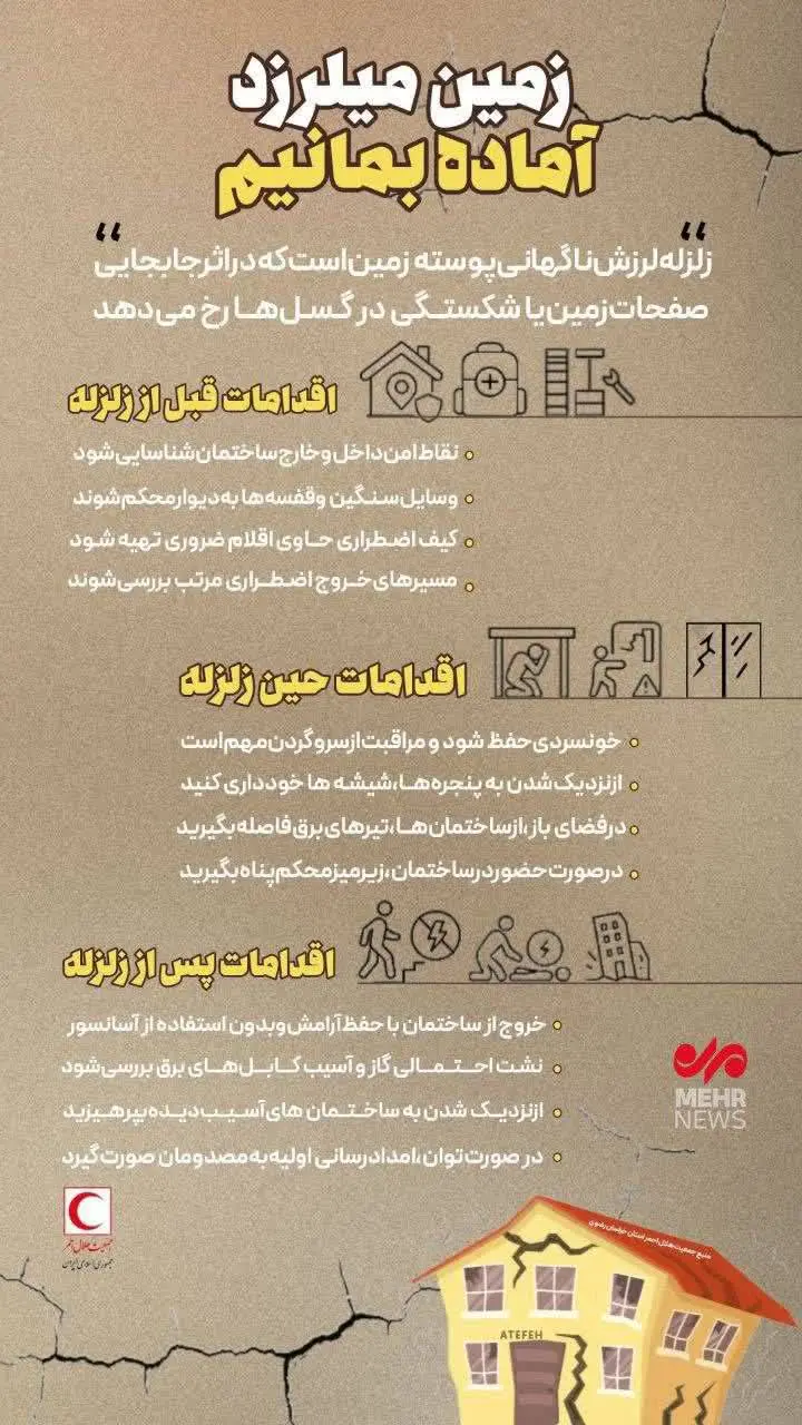حین و بعد از زلزله چه باید کرد؟ + اینفوگرافیک