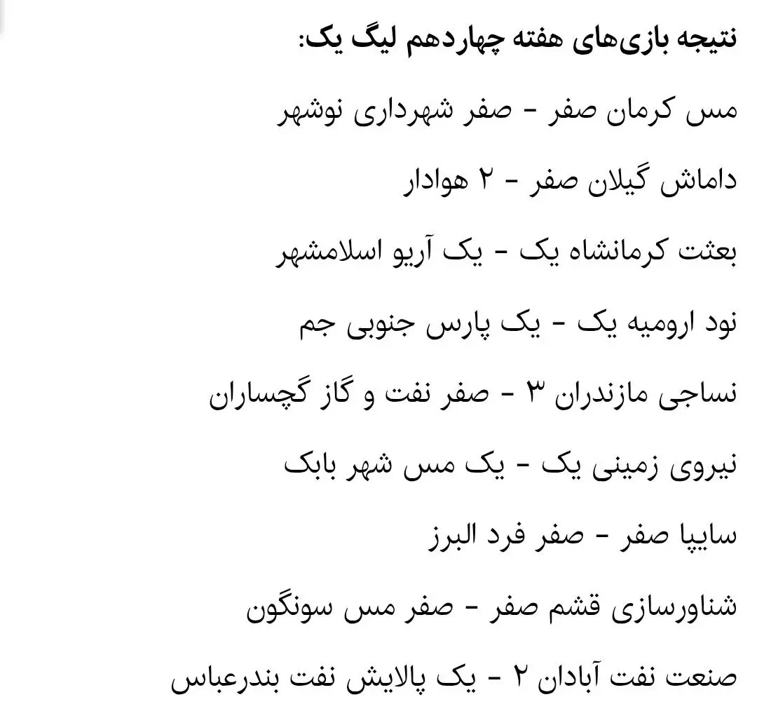 ۶ تساوی در ۹ بازی برگزار شده در لیگ یک