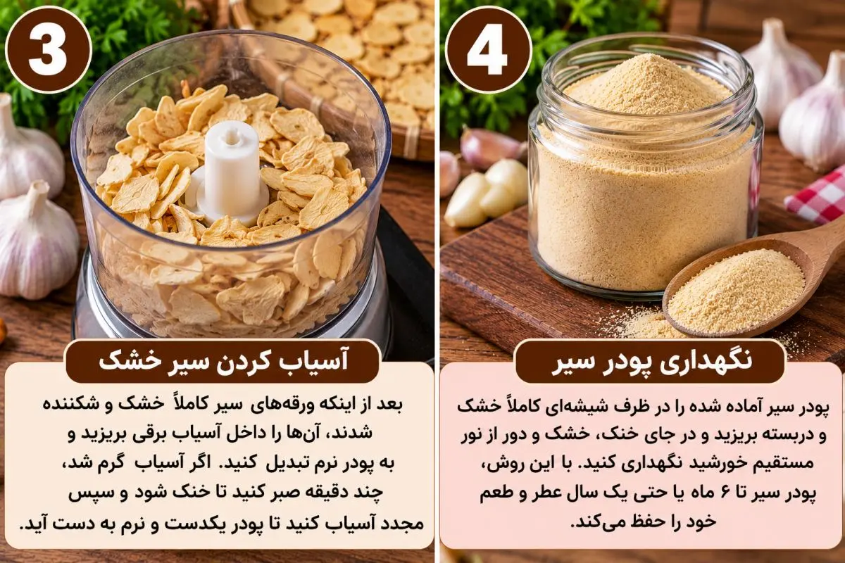 طرز تهیه پودر سیر خانگی+ عکس