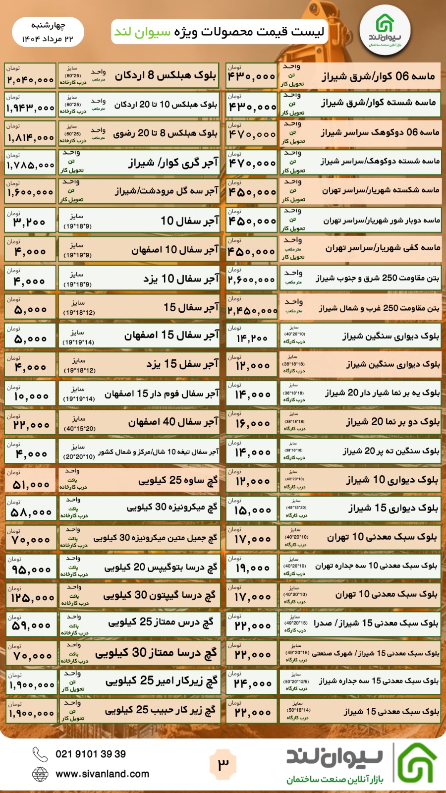 قیمت سیمان چهارشنبه 22 مرداد / عرضه بدون تغییر قیمت
