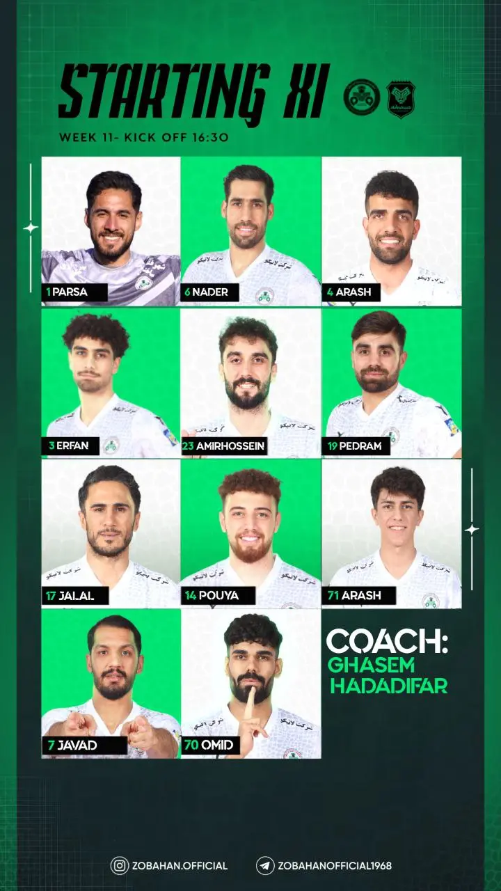 اعلام ترکیب دو تیم ذوب آهن و خیبر