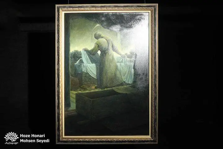 تابلوی «وداع آخر» در شب شهادت دختر نبی (ص) رونمایی شد