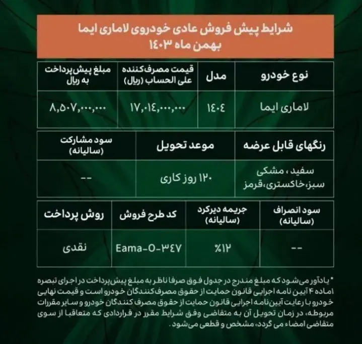 آغاز فروش لاماری از فردا ۲۷ بهمن ۱۴۰۳ + جزئیات