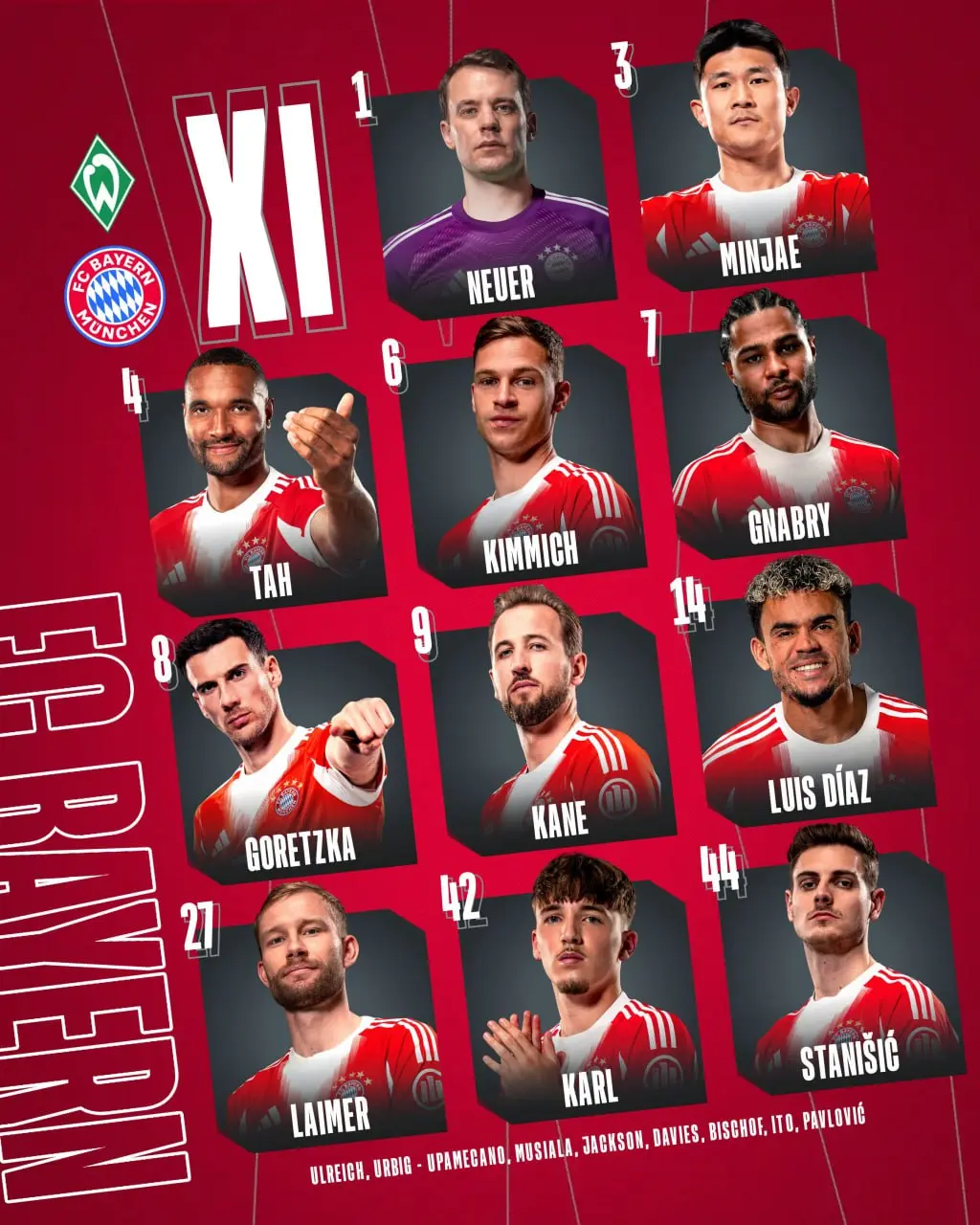 اعلام ترکیب بایرن مونیخ مقابل وردربرمن