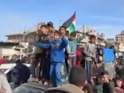 شادی کودکان غزه از توقف جنگ + فیلم