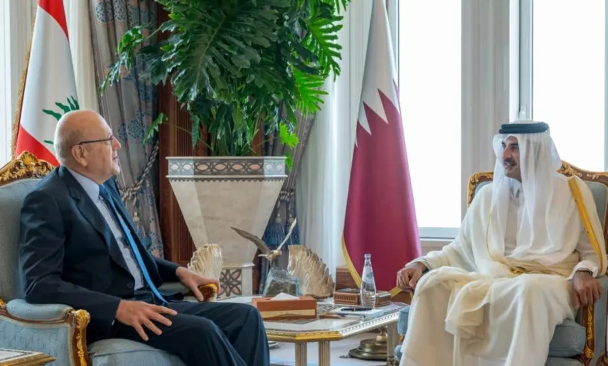 دیدار امیر قطر و نخست وزیر لبنان در دوحه