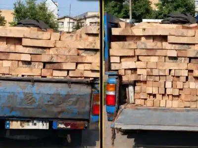 توقیف نیسان حامل ۲ تن چوب راش قاچاق در محور هراز