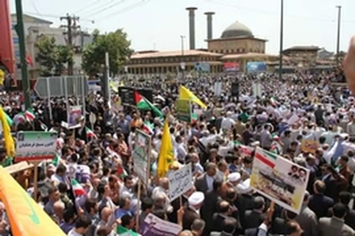حضور بی نظیر مردم روزه‌دار گیلان در راهپیمایی روز جهانی قدس