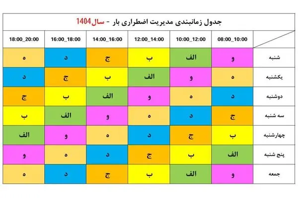 برنامه خاموشی های احتمالی مدیریت بار اعلام شد 
