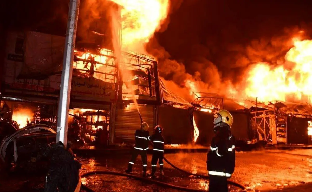 آتش‌سوزی مهیب بامداد امروز در بغداد + فیلم