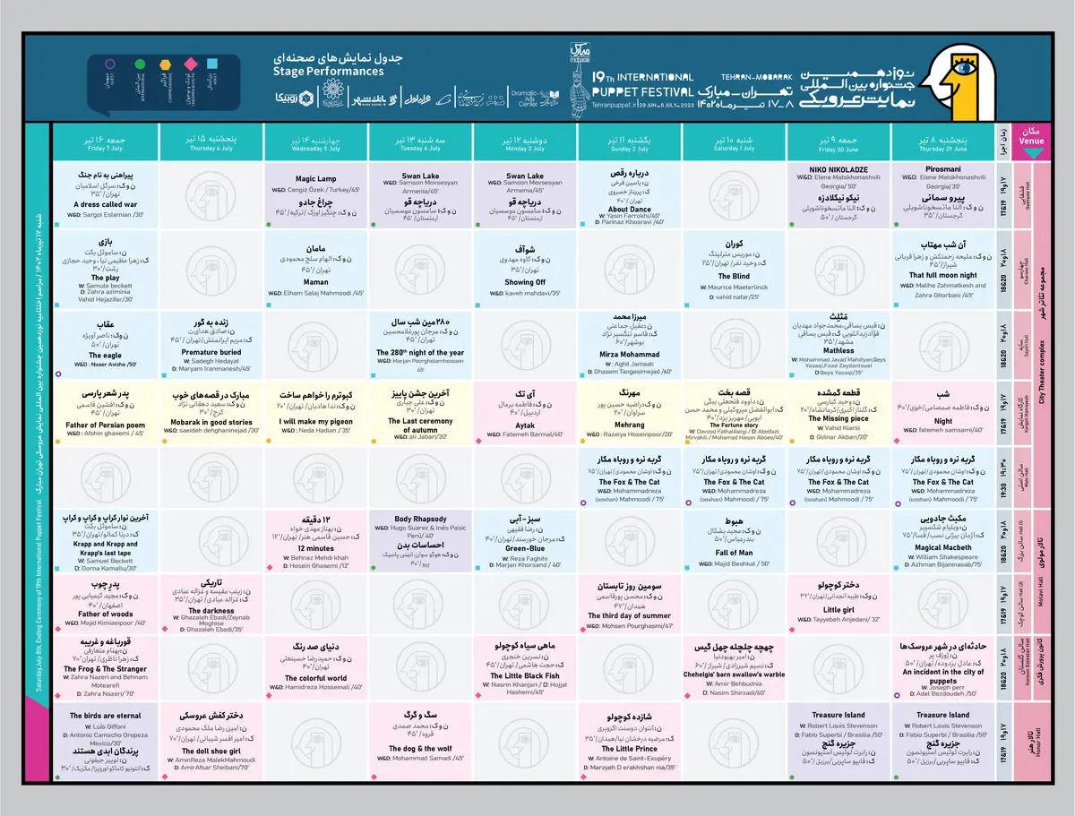 جدول نوزدهمین جشنواره نمایش عروسکی «تهران-مبارک»  منتشر شد