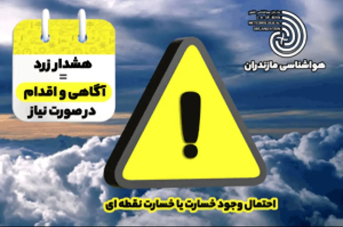 سامانه بارشی از یکشنبه در مازندران فعال می‌شود/ هشدار زرد هواشناسی برای بارش و رعدوبرق