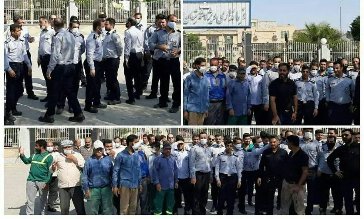 تجمع کارگران شهرداری خرمشهر برای معوقات مزدی 