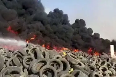 حریق لاستیک‌های انبار شهرداری علت دود آسمان تبریز
