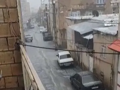 بارش شدید تگرگ مریوان استان کردستان + فیلم