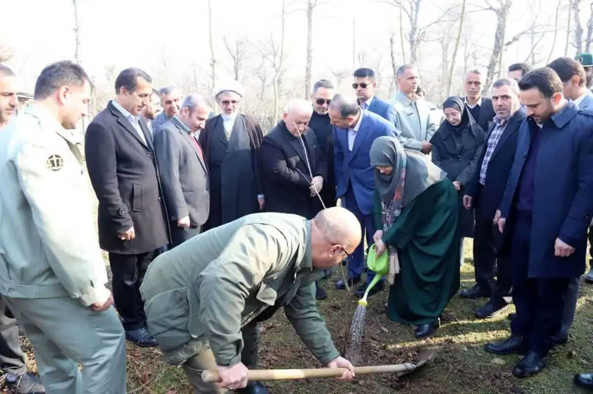  نهال کاشتن رئیس سازمان حفاظت محیط زیست در شهر گلوگاه بابل