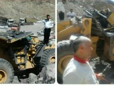 مرگ یک راننده  لودربر اثر سقوط از ارتفاع در منجیل
