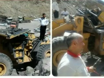 مرگ یک راننده  لودربر اثر سقوط از ارتفاع در منجیل