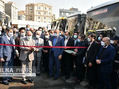 آیین رونمایی از ۱۱۰ دستگاه اتوبوس در ناوگان حمل و نقل عمومی تهران