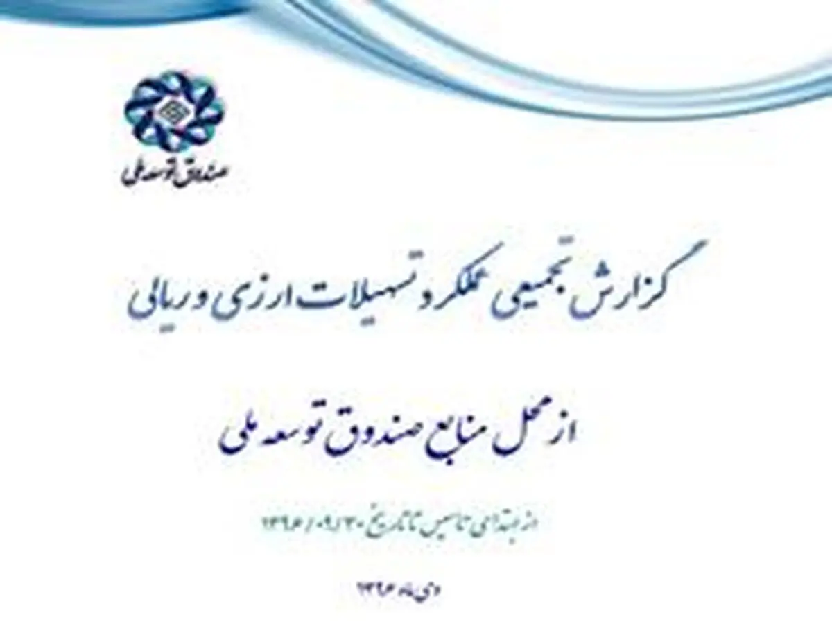 گزارش تجمیعی عملکرد تسهیلات ارزی و ریالی از محل منابع صندوق تا پایان آذرماه ۹۶