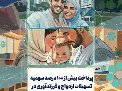 پرداخت بیش از 100 درصد سهمیه تسهیلات ازدواج و فرزندآوری در بانک توسعه تعاون