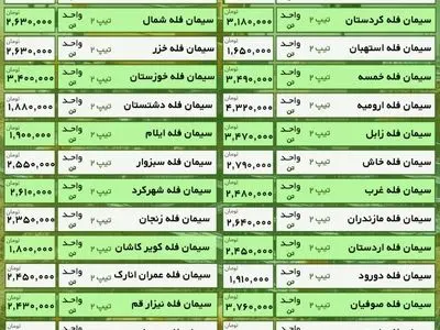 قیمت سیمان شنبه 18 مرداد