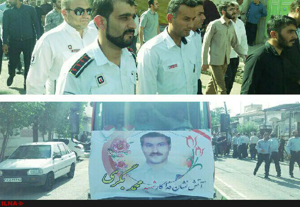 تشییع پیکر آتش‌نشان شهیدِ حادثه فولادشهر در اندیمشک