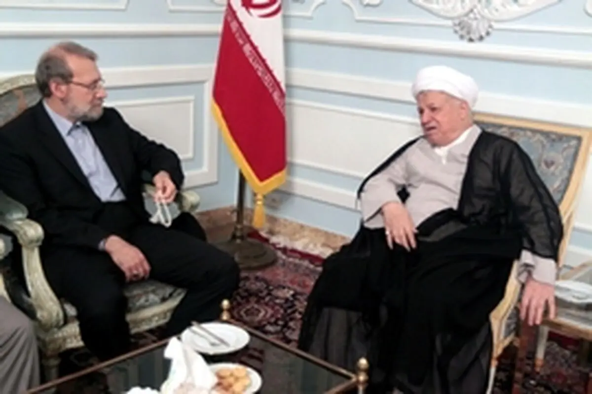 دیدار لاریجانی با آیت‌الله هاشمی در حضور آیت‌الله واعظ طبسی