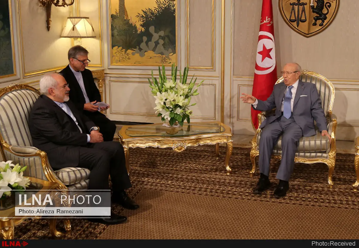 دعوت ظریف از رئیس جمهور تونس برای سفر به تهران