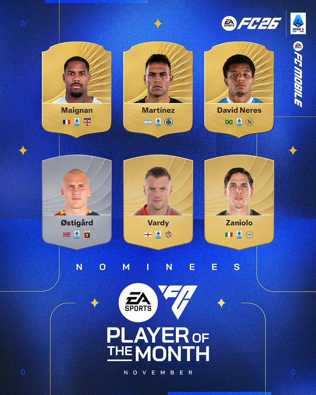 نامزدهای بهترین بازیکن ماه نوامبر سری آ ایتالیا