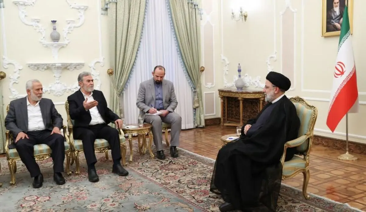 في اللقاء مع قیادات حرکة الجهاد الإسلامي..  رئیسي: الیوم زمام المبادرة اصبحت بید المجاهدین الفلسطینیین
