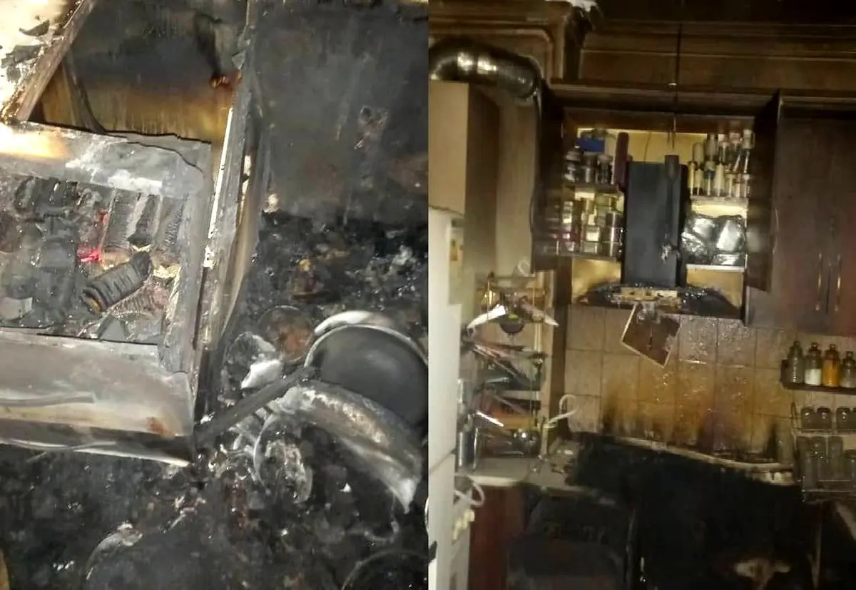 آتش‌سوزی آشپزخانه یک واحد مسکونی در ساختمانی ۳ طبقه در رشت