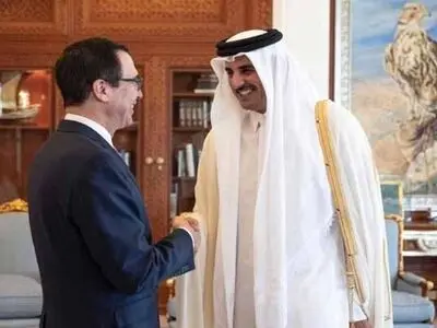 استقبال امیر قطر از وزیر خزانه‌داری آمریکا

