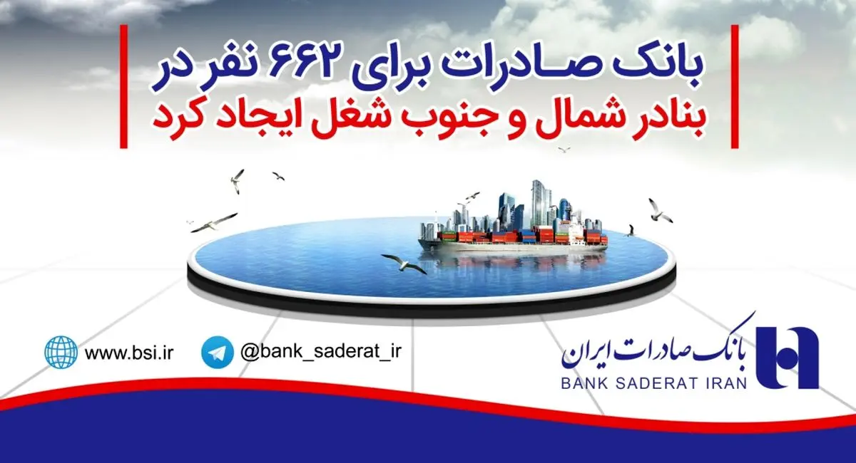 بانک صادرات برای ٦٦٢ نفر در بنادر شمال و جنوب شغل ایجاد کرد