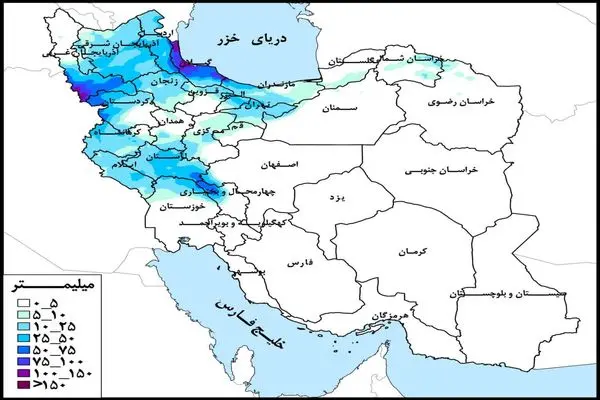 پربارش‌ترین حوضه‌های آبریز در هفته جاری