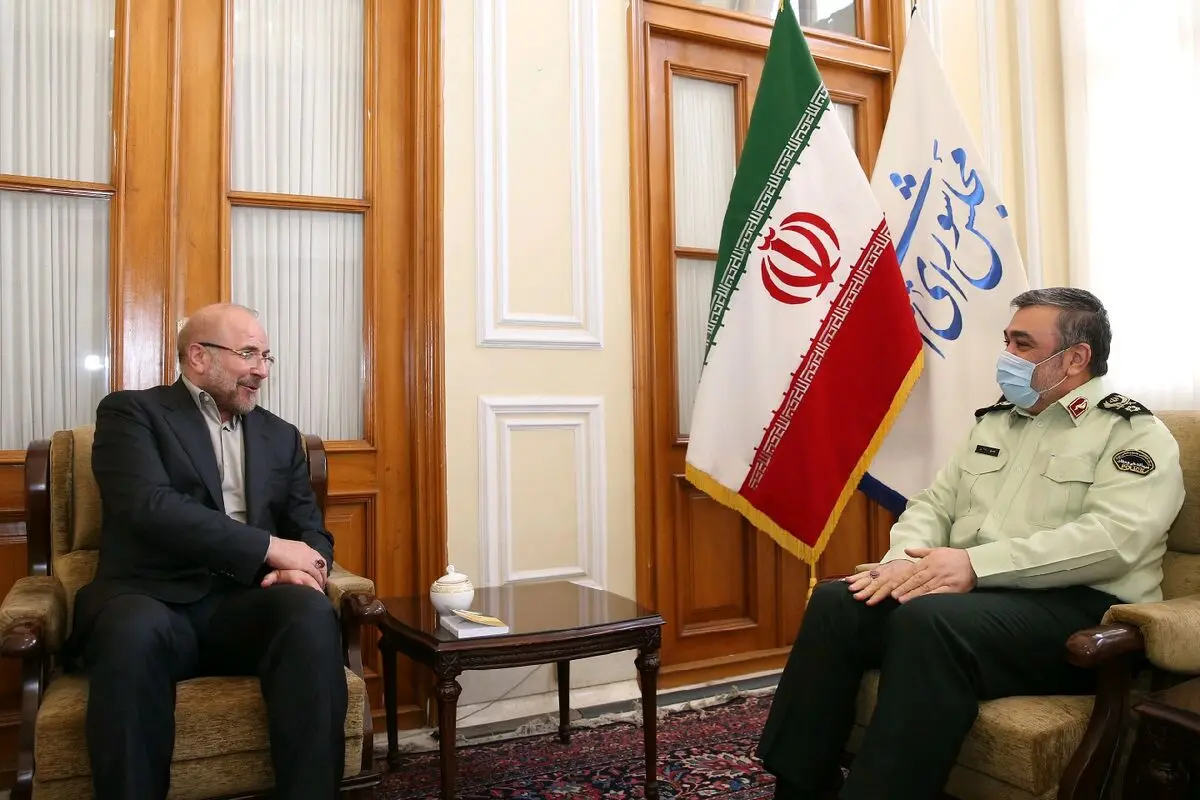 دیدار فرمانده نیروی انتظامی با رئیس مجلس/ اعلام آمادگی برای بروز رسانی قوانین مرتبط با مأموریت‌های ناجا