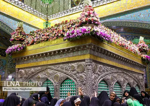 تعویض گل‌های ضریح حضرت امام رضا (ع)