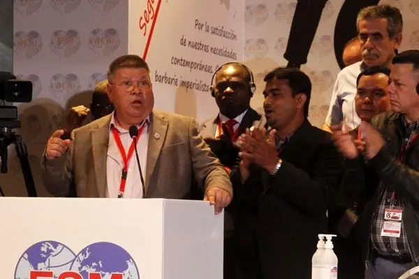 First speech of the newly elected WFTU General Secretary, Pambis Kyritsis in the 18th WTUC