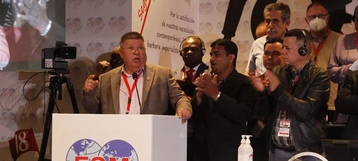 First speech of the newly elected WFTU General Secretary, Pambis Kyritsis in the 18th WTUC