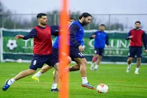 تمرین پرفشار تیم ملی در هوای بارانی آنتالیا