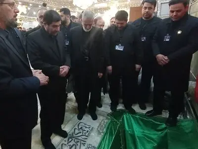 حضور مخبر در مراسم وداع پایانی و تدفین پیکر شهید امیرعبداللهیان